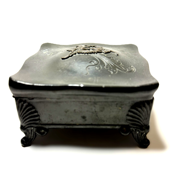 Antique Heraldio Bronze 1408 Art Noveau Dragon Rare Spelter Bronze Trinket Box - Picture 4 of 9